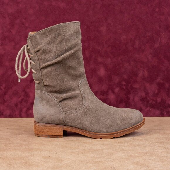 Sofft Wmn Sharnell Low Distress Beige Suede Waterproof Back Lace Boots Sz 7 - Picture 4 of 8